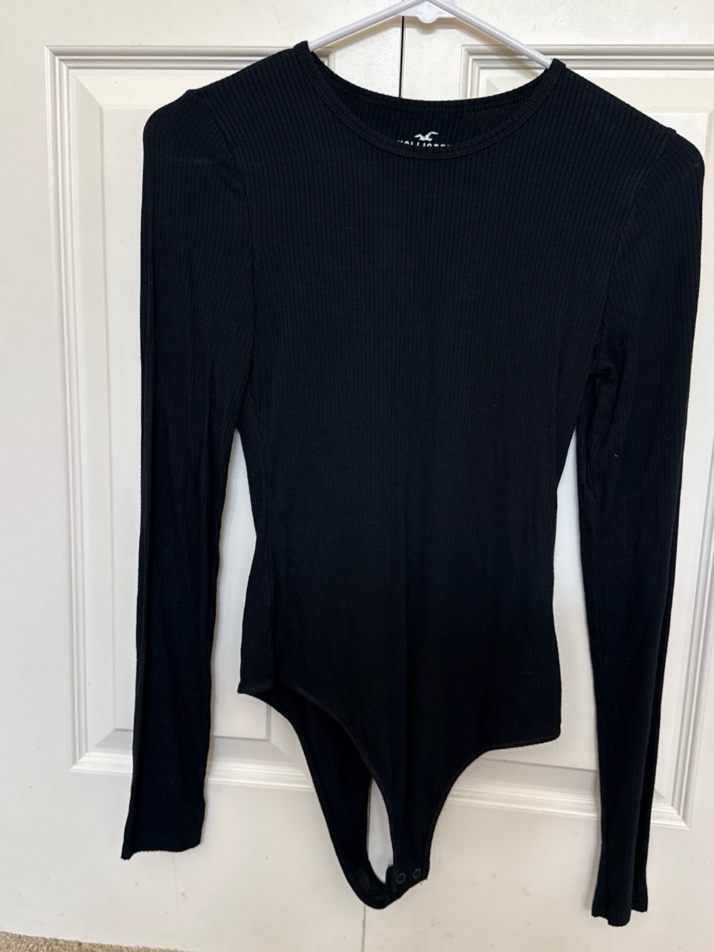 Hollister Black Ribbed Long Sleeve Crewneck Bodysuit
